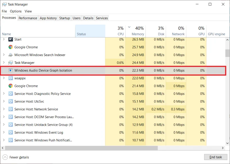 Fix Windows Audio Device Graph Isolation hoog CPU-gebruik