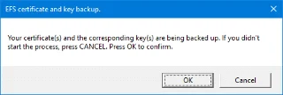 Sandarkan Sijil EFS Anda dan Kunci masuk Windows 10