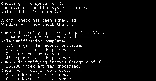 チェックディスクユーティリティ（CHKDSK）でファイルシステムエラーを修正
