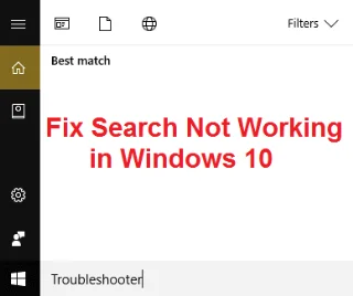 Fix Zoeken werkt niet in Windows 10