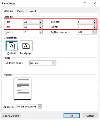 Cómo configurar márgenes de 1 pulgada en Microsoft Word