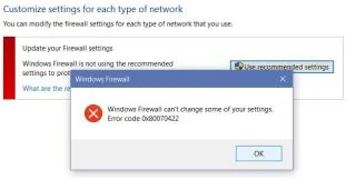 Fix Kan Windows Firewall niet inschakelen Foutcode 0x80070422