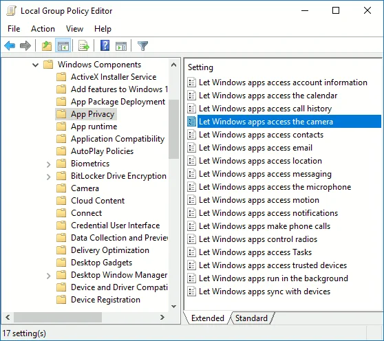 在 Windows 10 中允許或拒絕應用程序訪問相機