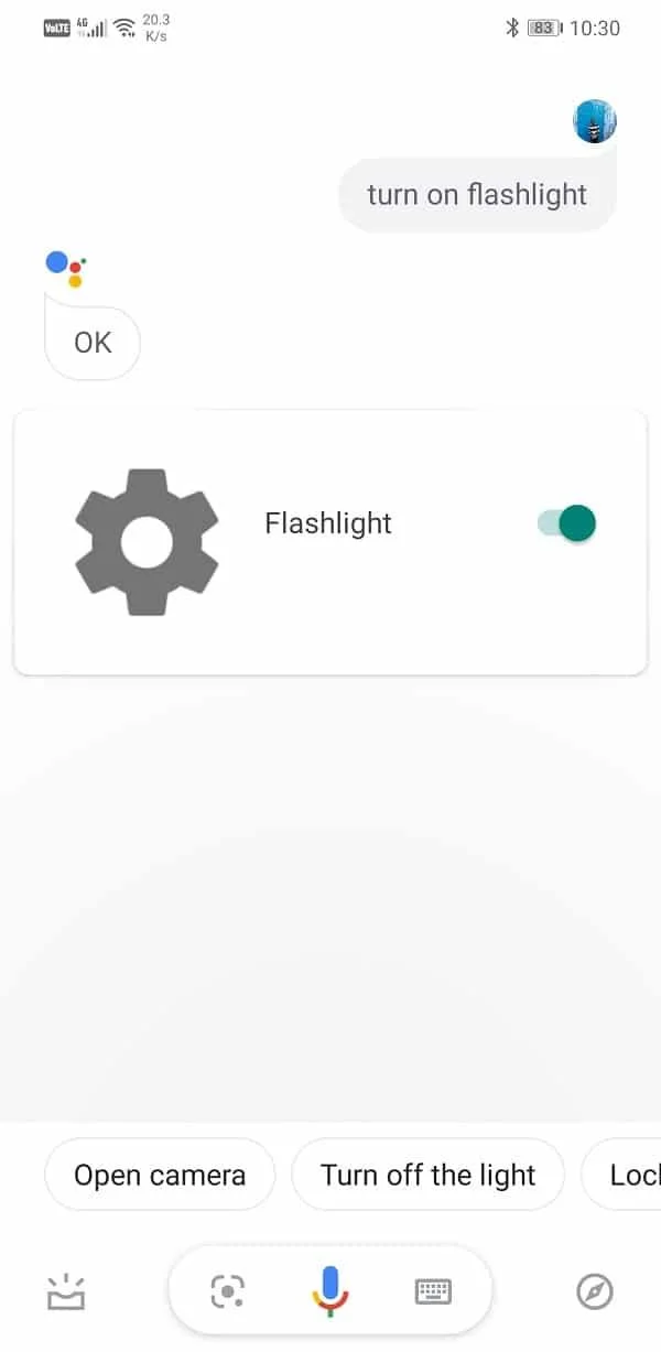 Zaklamp inschakelen met Google Assistent