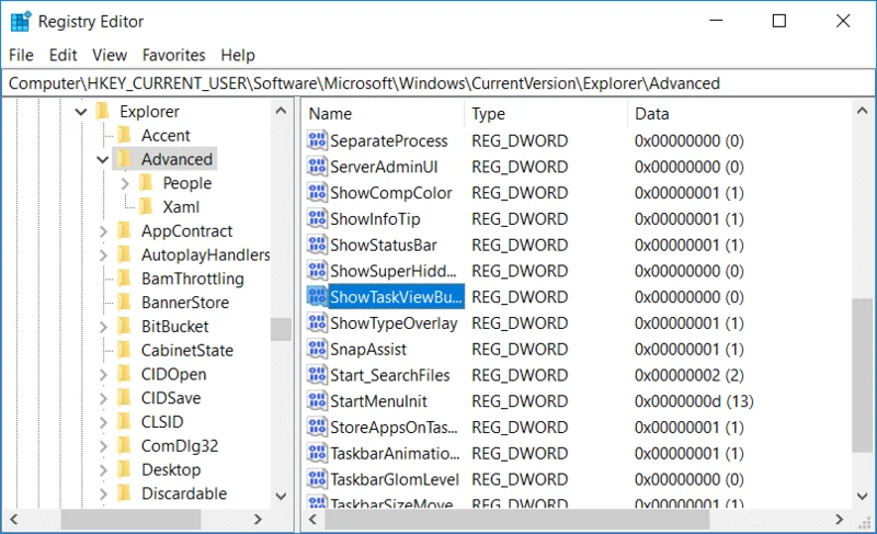 Schakel de knop Taakweergave uit in Windows 10