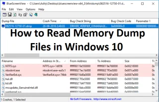 Geheugendumpbestanden lezen in Windows 10