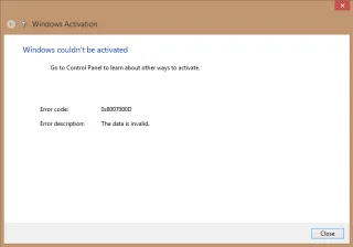 Fix Error Code 0x8007000D bij het activeren van Windows