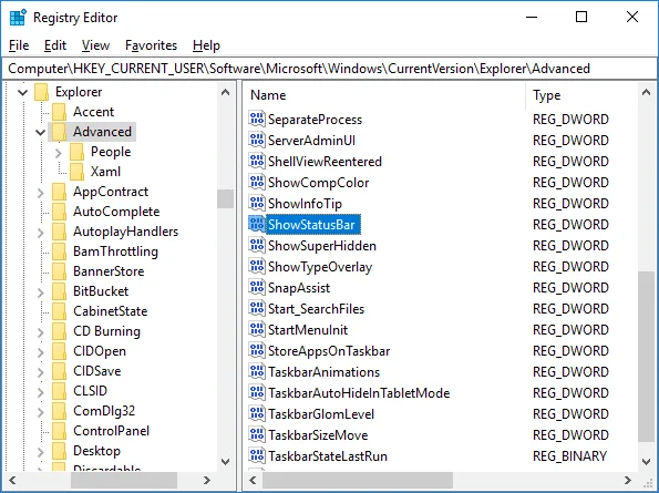 Dayakan atau Lumpuhkan Bar Status dalam Penjelajah Fail dalam Windows 10