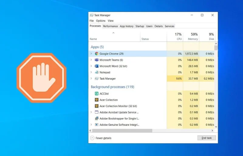 如何在 Windows 10 中結束任務