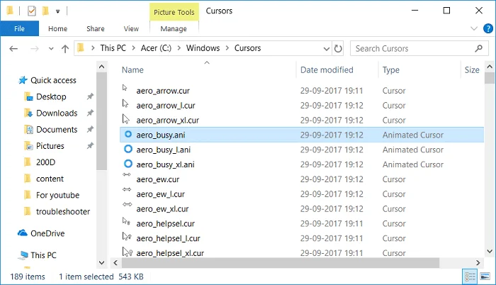 Windows10でマウスポインタを変更する方法