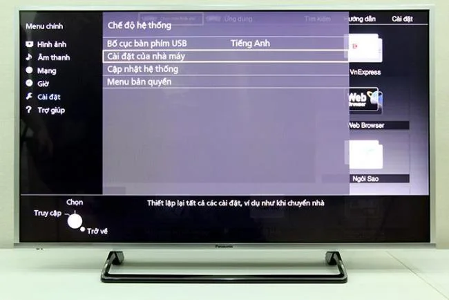 Seleziona Impostazioni di fabbrica