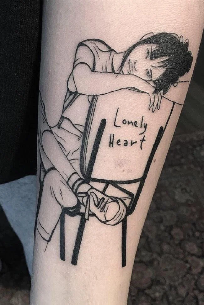 Colección de patrones de tatuajes que expresan soledad.