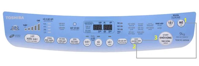 نحوه استفاده از صفحه کنترل ماشین لباسشویی توشیبا AW-DC1005CV 9 کیلوگرمی
