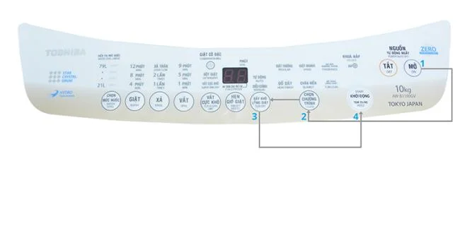 Come utilizzare il pannello di controllo della lavatrice Toshiba AW-B1000GV e AW-B1100GV