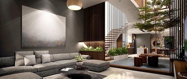 Consultoria de projeto Casa de 56m² com pequena paisagem para espaços verdes