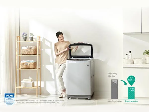 Economize energia com a tecnologia Smart Inverter das máquinas de lavar LG
