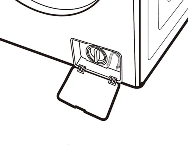 水の詰まりを避けるためにSamsung洗濯機の残留フィルターを掃除する方法の説明