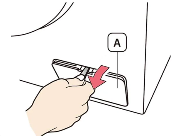 水の詰まりを避けるためにSamsung洗濯機の残留フィルターを掃除する方法の説明