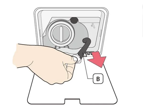 水の詰まりを避けるためにSamsung洗濯機の残留フィルターを掃除する方法の説明