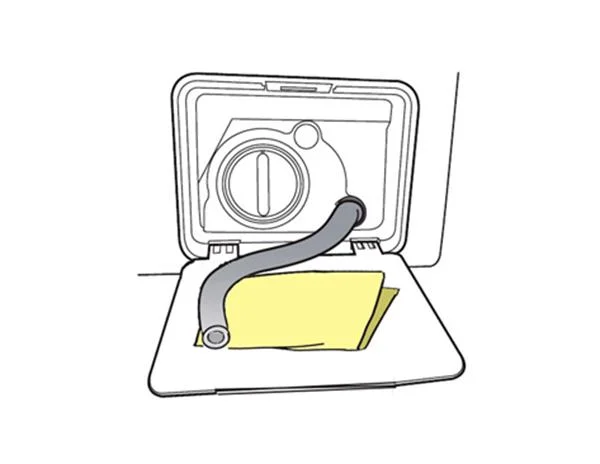 水の詰まりを避けるためにSamsung洗濯機の残留フィルターを掃除する方法の説明