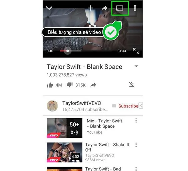 Istruzioni su come condividere i video di YouTube da telefoni, tablet, laptop su Smart TV