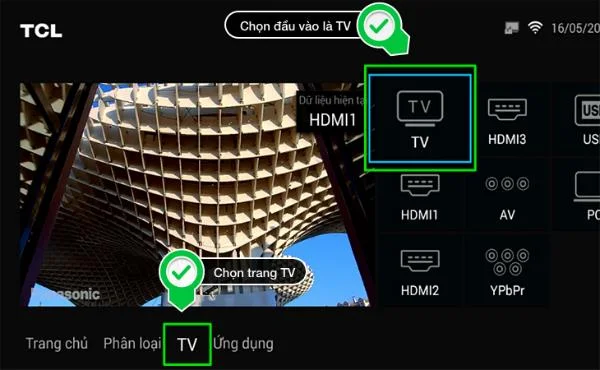 Select TV as input source