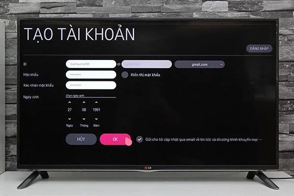 Instructions on how to create a personal account on smart TV LG