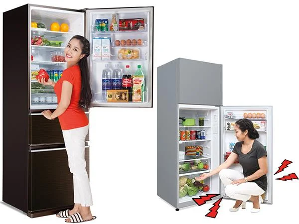 Compare as diferenças entre os compartimentos superior e inferior do freezer
