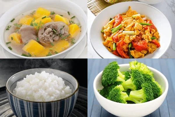 산모가 잘 먹고 상처를 빨리 치료할 수 있도록 제왕 절개에 7 개 쟁반