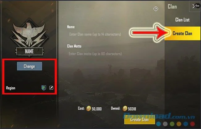 Créer un nouveau clan dans PUBG Mobile