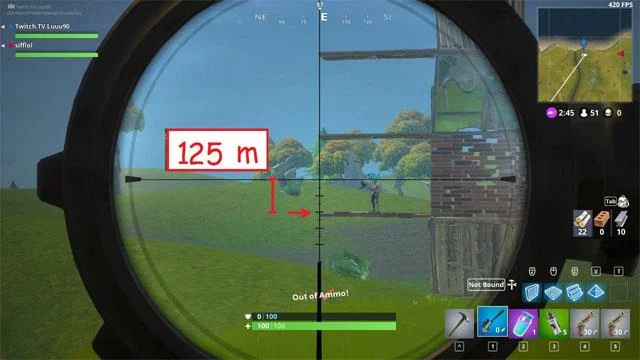 Bagaimana untuk menentukan jarak api dan menembak sniper dalam permainan Fortnite