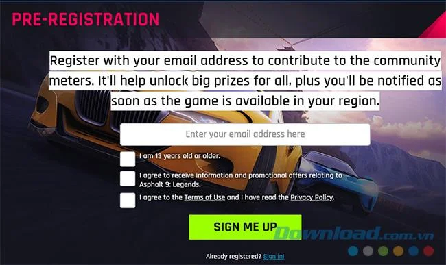 نحوه ثبت نام برای بازی قبل از Asphalt 9: Legends