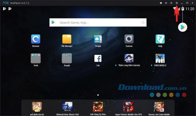 NoxPlayerの設定アイコン
