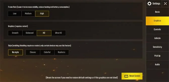 How to change the graphics on PUBG Mobile to HD and 60FPS