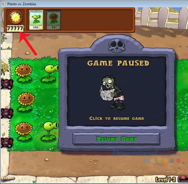 از موتور Cheat Engine برای یافتن خورشید در Plants vs Zombies استفاده کنید