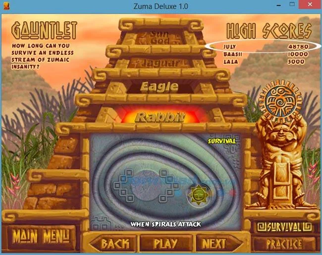 نحوه تغییر حالت بازی در Zuma Deluxe