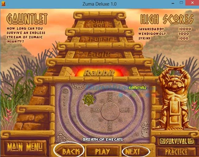 نحوه تغییر حالت بازی در Zuma Deluxe