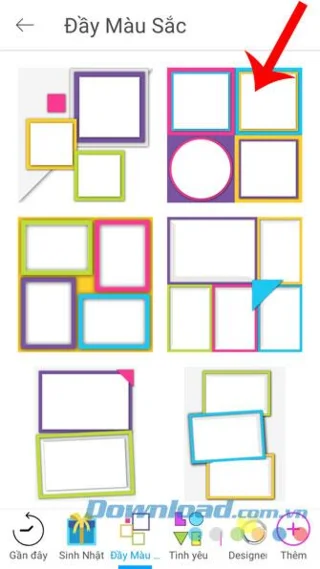 Instructions to stitch photos into frames using PicsArt