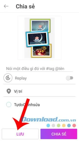 Instructions to stitch photos into frames using PicsArt
