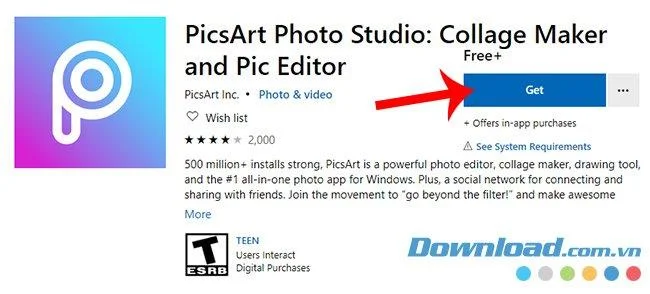 Instructions for downloading and installing PicsArt
