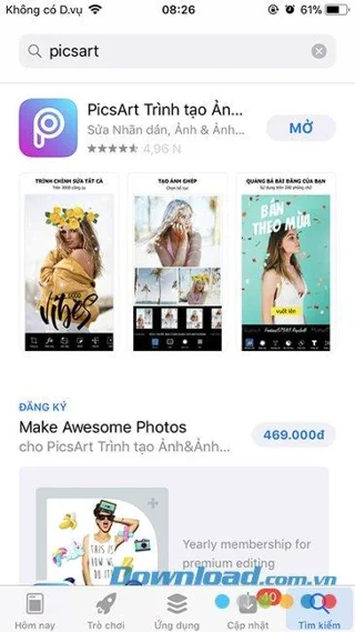 Instructions for downloading and installing PicsArt