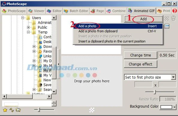 Instructions on how to create animated GIFs with PhotoScape
