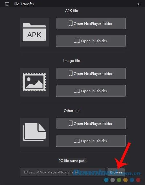 Zmień folder udostępniania danych między NoxPlayer a komputerem