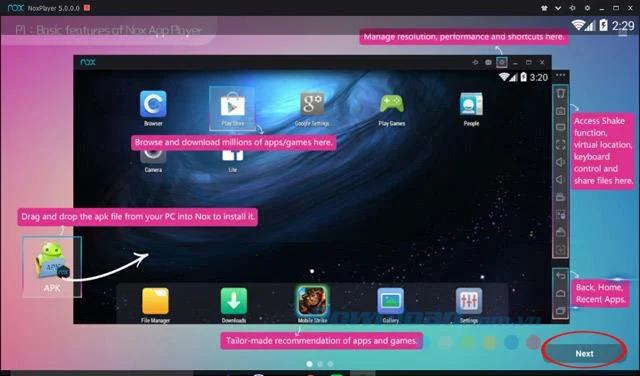 Anweisungen zum Installieren des NoxPlayer-Emulators auf dem Computer