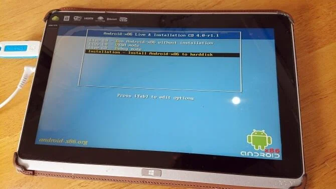 Instructions for installing Android on a Windows tablet