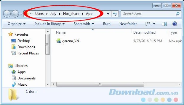 Copy data from the computer to Nox App Player
