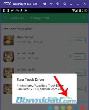How to install the XAPK file for the Nox Player emulator