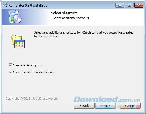 Shortcut options for KEmulator Shortcut options