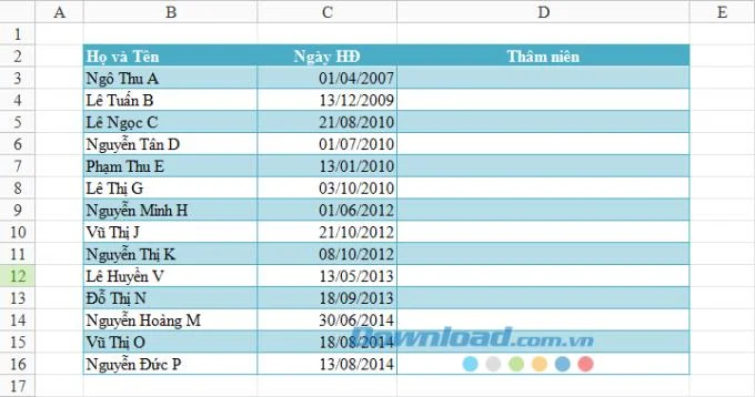 Excel elektronik tablolarında kıdem çalışması nasıl hesaplanır