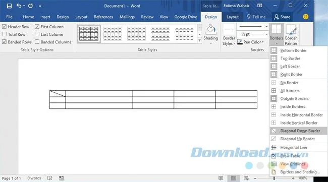 Cómo crear barras en la celda MS Word